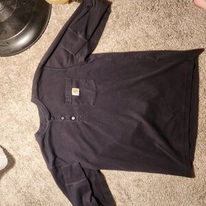 Carhartt Long Sleeve Shirt 1/4 Button Up Relaxed Fit Mens Size Large Black (2)